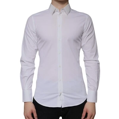 DOLCE & GABBANA Shirt White Cotton Formal Men GOLD Dress 38/US15/XS RRP 300usd - Image 1 of 4