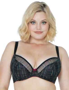 Curvy Kate Check Me Out Plunge Black Multi Bra - Picture 1 of 3