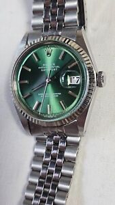 Vintage Rolex 1601 Olive Green Dial Men's Automatic Watch 1970