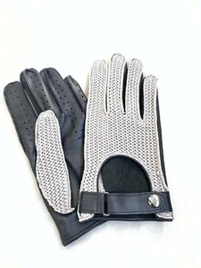 Handgefertigte schwarze Herren Autofahren gestrickte echte Napa Leder Handschuhe - Bild 1 von 2