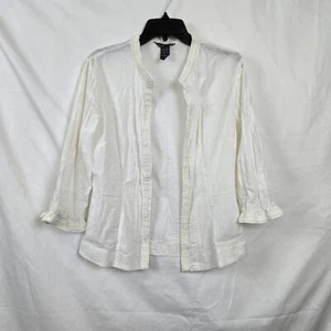 Simply Irresistible Damen Strickjacke weiß leicht 3/4 Rüschenärmel offen L - Bild 1 von 10