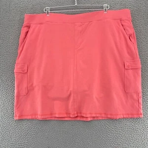 T By Talbots Skort Womens 3X Plus Pink Mini Pull On Cargo Pocket Jersey Stretch - Picture 1 of 15