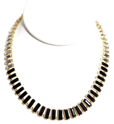Collar J.Crew Cristal Baguette Distintivo Negro Multi Chapado en Oro BS788 NUEVO CON ETIQUETAS Foto 1 de 4