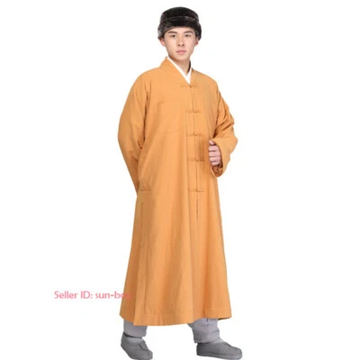 Monk Shaolin Buddhist Winter Warm Fleece Long Robe Meditation Gown Kung Fu Suit - Image 1 of 4