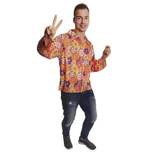 Herren Hippie Shirt / Karneval Fasching 70er Jahre Flower Power Kostüm Party S/M - Bild 1 von 3