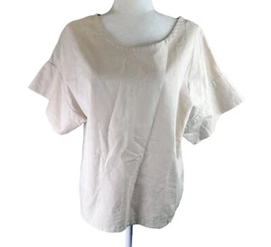 Lagenlook Blouse Womens Sz M-L Handmade Dolman Sleeve Cream Slouchy Boxy Mature - Picture 1 of 9