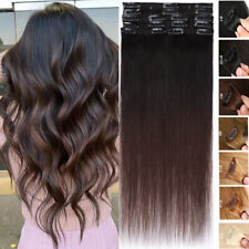 Russian Human Hair Extensions Clip In/On Real Remy Full Head Weft Ombre 8pcs 20"