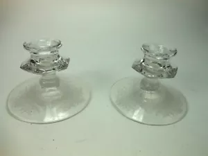 Vintage Elegant Glass Etched Candlesticks Floral Candle Holders - Picture 1 of 6