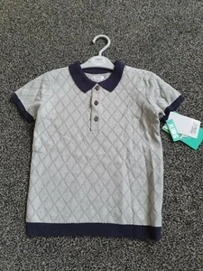 Boys Grey Jumper T Shirt Mamas & Papas Age 5-6 Years Old Grey Blue - Picture 1 of 3