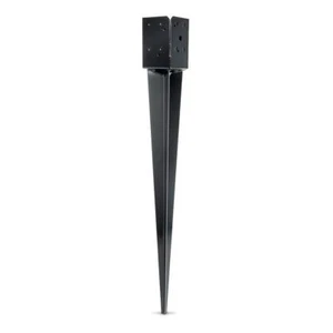 Post Base Spike Black Powder-Coated Steel for 4x4 Nominal Lumber Mailbox Posts - Picture 1 of 5