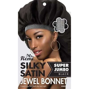 Ms. Remi Silky Satin Jewel Bonnet X-Jumbo Black 3609(EA) - Picture 1 of 1