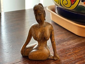 VINTAGE  Carved Wood Figurine Statue Carving 3.5” X 2.5" - Picture 1 of 7