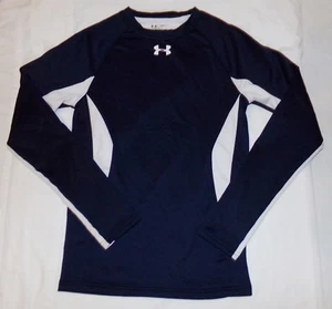 Under Armour Coldgear Fitted Shirt S M Blue White Youth Boys Base Layer Top - Picture 1 of 4