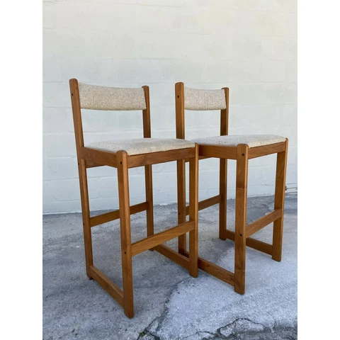 Findahl’s Møbler A/S Bar Stools Pair Teak, Mid Century Modern Vintage Cover