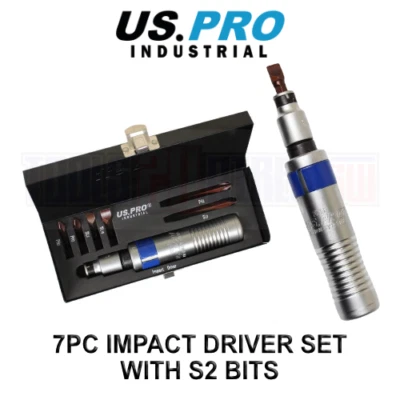 US PRO Industrial Impact Driver Set 7pc With S2 Bits 1/2" Square DR Hex Chuck - Image 1 of 4