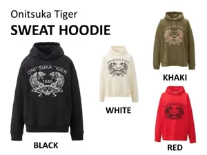 ONITSUKA TIGER SWEAT HOODIE UNISEX BLACK WHITE KHAKI RED 2183B185 S M L XL JAPAN - Picture 1 of 22