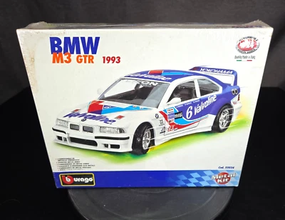 Burago BMW M3 GTR 1993 Hecho en Italia 55034 1:24 Metal Modelo Kit Sellado Foto 1 de 4