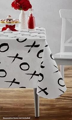 Way to Celebrate Valentine's Day X's & O's PEVA Vinyl Tablecloth 60"x84" New - Image 1 of 2