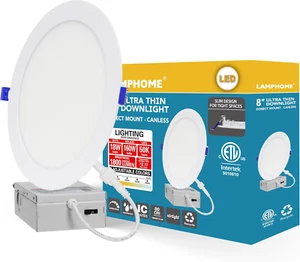 1-Pack of 8-Inch Slim LED Recessed Lights with Junction Box, Adjustable Color Te - Picture 1 of 14