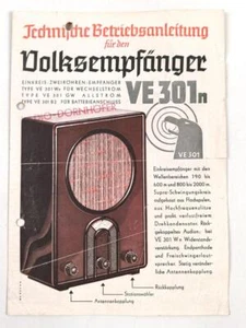 Technische Betriebsanleitung für den Volksempfänger VE301n, DIN A5, gelocht - Bild 1 von 3