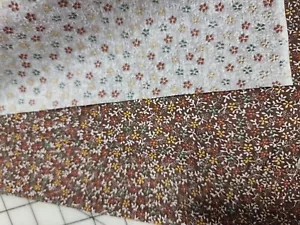 1/2 anni VINTAGE RETRÒ COTONE MARRONE CALICO TRAPUNTA TESSUTO OOP MARCUS #0199 - Foto 1 di 2