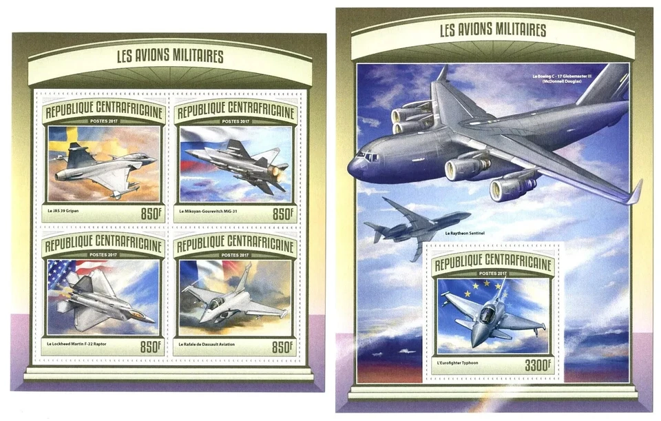 Military Aviation / Russian and American Planes/ Flags - CAR 2017 - MNH** -  SN. - Image 1 of 1