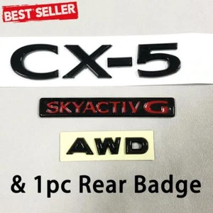 4pcs Black Red For 2021 2022 CX-5 AWD SKYACTIV G Nameplate Emblem + Rear Badge - Foto 1 di 6