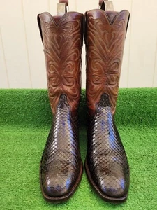 10 B⭐VINTAGE⭐ LUCCHESE ⭐ SAN ANTONIO ⭐ ANACONDA ⭐ SNAKESKIN ⭐ RARE⭐WESTERN BOOTS - Picture 1 of 24