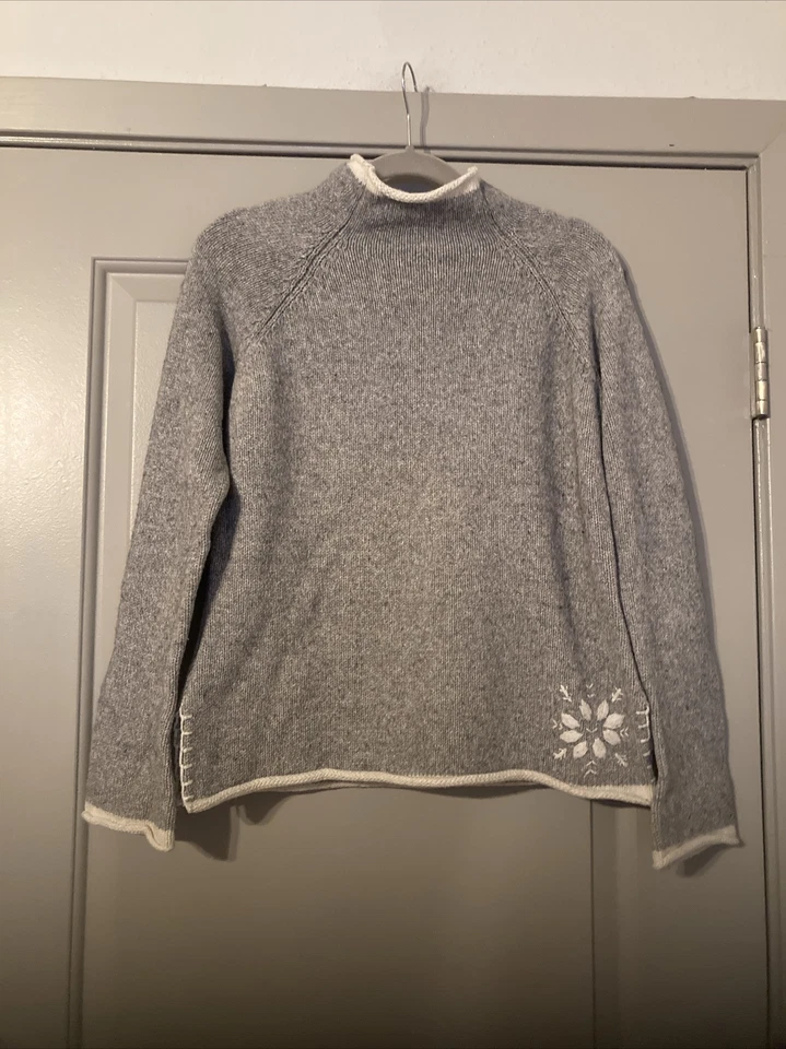 Women’s Cowl Neck Long Sleeve Pullover Gray  Simple Holiday Sweater| TILT|  Sz L - Image 1 of 4