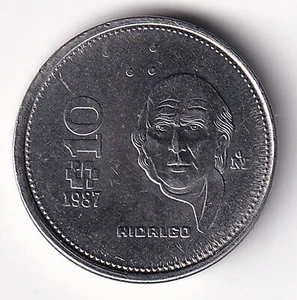 MEXICO 1987 10 pesos KM#512 -Hidalgo =Stainless steel R137 circulated - Picture 1 of 2