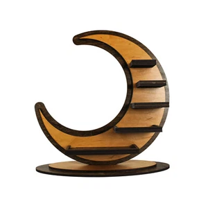Estante de cristal de luna creciente de 14" H de madera - Imagen 1 de 3