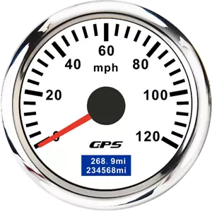 52MM White GPS Speedometer 0-120MPH Gauge for Motorcycles Boat Car Waterproof - Picture 1 of 14