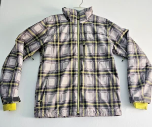 Mens Insulated Ski Snowboard Jacket Obermeyer Foundation Gray Plaid Size Small - Picture 1 of 23