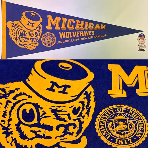 1984 Vintage Michigan Wolverines Football University Pennant 12x30 Sugar Bowl Cover