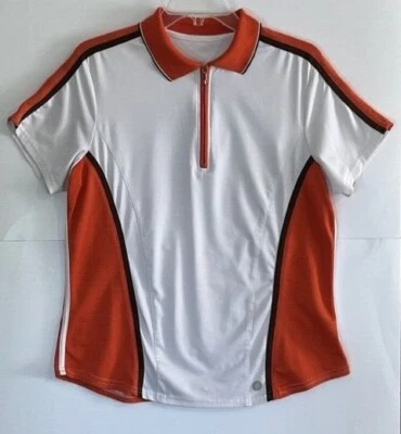 Skechers Athletic Mujer Polo -1/4 Cremallera Blanco Naranja Negro Talla M Golf Athleisure Foto 1 de 3