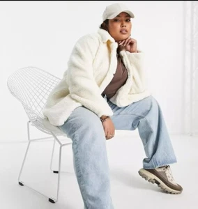 ASOS Design womens faux fur teddy Jacket Coat Shag size 4 Cream - Picture 1 of 19