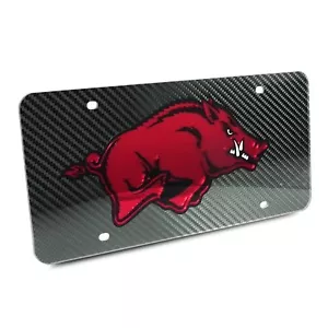 University of Arkansas Carbon Fiber Look Acrylic License Plate - Bild 1 von 3