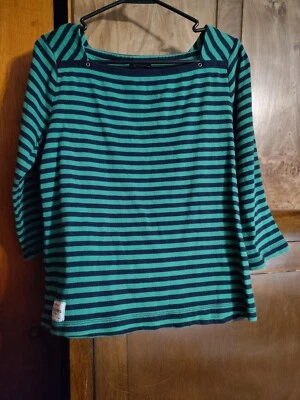 Camisa a Rayas American Living Talla XL Verde Azul Mangas 3/4 Largo Cottage Core Foto 1 de 3