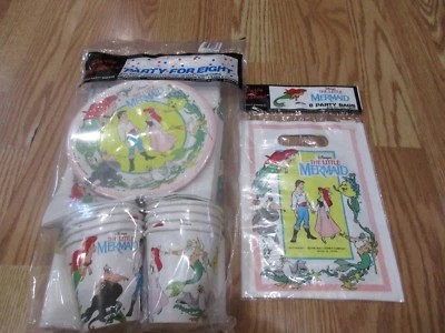 La Sirenita Cumpleaños Fiesta Suministros 1989 Fiesta Pack Disney's Nuevo de Lote Antiguo Foto 1 de 4
