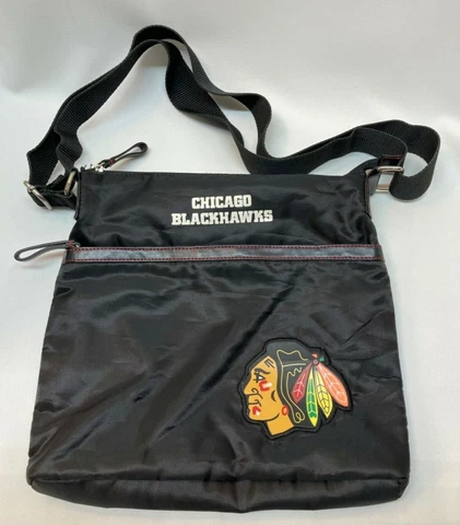 Black NHL Chicago Blackhawks Nylon Women's Bag Purse with Strap Cover
