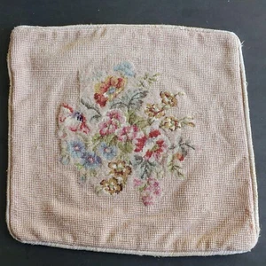 Vintage cremefarben bestickt Nadelspitze Blumen Überwurf Kissenbezug  - Bild 1 von 9