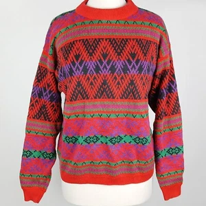 Maglione girocollo vintage Liz Wear Claiborne donna piccolo Fair Isle - Foto 1 di 5