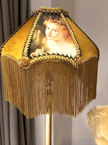 2Victorian Downton Abbey Traditional Gold Velvet Fringe Deco Lampshade 15 In38cm - Picture 1 of 22