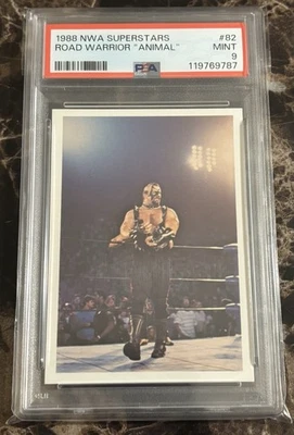 1988 Wonderama NWA #82 Road Warrior Animal PSA 9 Mint WCW Wrestling Card - Image 1 of 2
