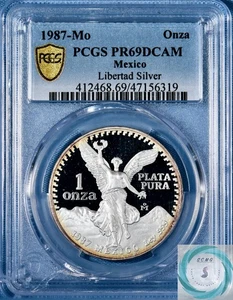 1987-Mo Mexico 1oz Proof Silver Libertad PR69DCAM - Black N Frost Beauty!!! - Picture 1 of 14