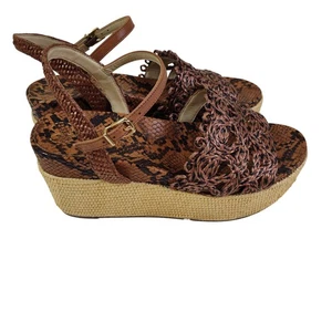 Sam Edelman Plateau-Keilsandalen Damengröße 8 braun Raffia Espadrille gehäkelt - Bild 1 von 14