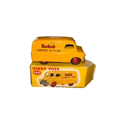 ORIGINALE VINTAGE DINKY #480 BEDFORD VAN KODAK FOTOCAMERE E PELLICOLE MODELLO FURGONE. - Immagine 1 di 4