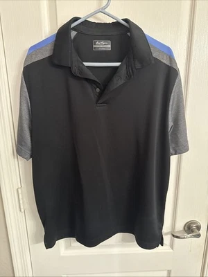 Camisa de golf Ben Hogan para hombre polo de rendimiento grande manga corta negra/gris/azul Foto 1 de 4
