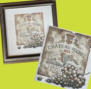 CHATEAU MICHEL Chardonnay WINE Label ART PRINT Richard A Henson FRAMED 15"x15" - Picture 1 of 5