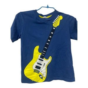 Mini Boden Boys TShirt Cotton Guitar Design Blue Yellow Casual  Occasion Age 5/6 - Picture 1 of 7